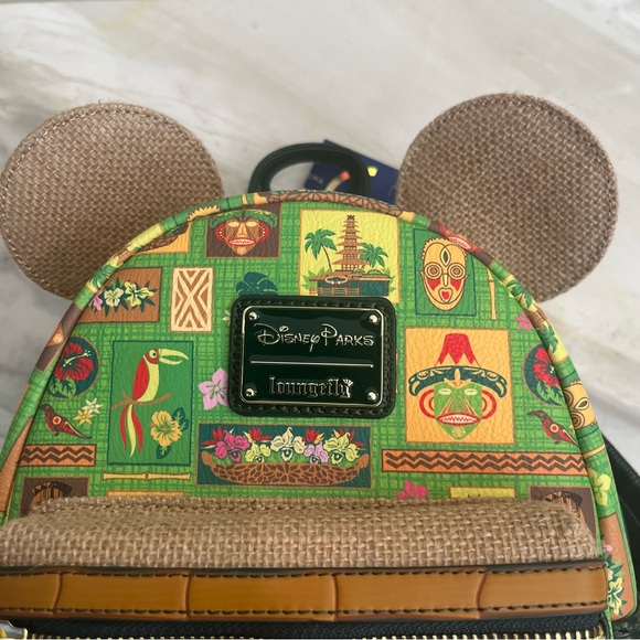 LOUNGEFLY NWT DISNEY PARKS MICKEY MAIN ATTRACTION ENCHANTED TIKI ROOM BACKPACK - Picture 7 of 9